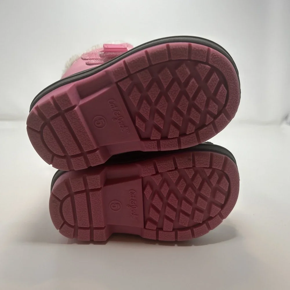 Cat & Jack Denver Winter Boots (TS) Toddler‎ Size 5 Pink/Gray Faux Shearling